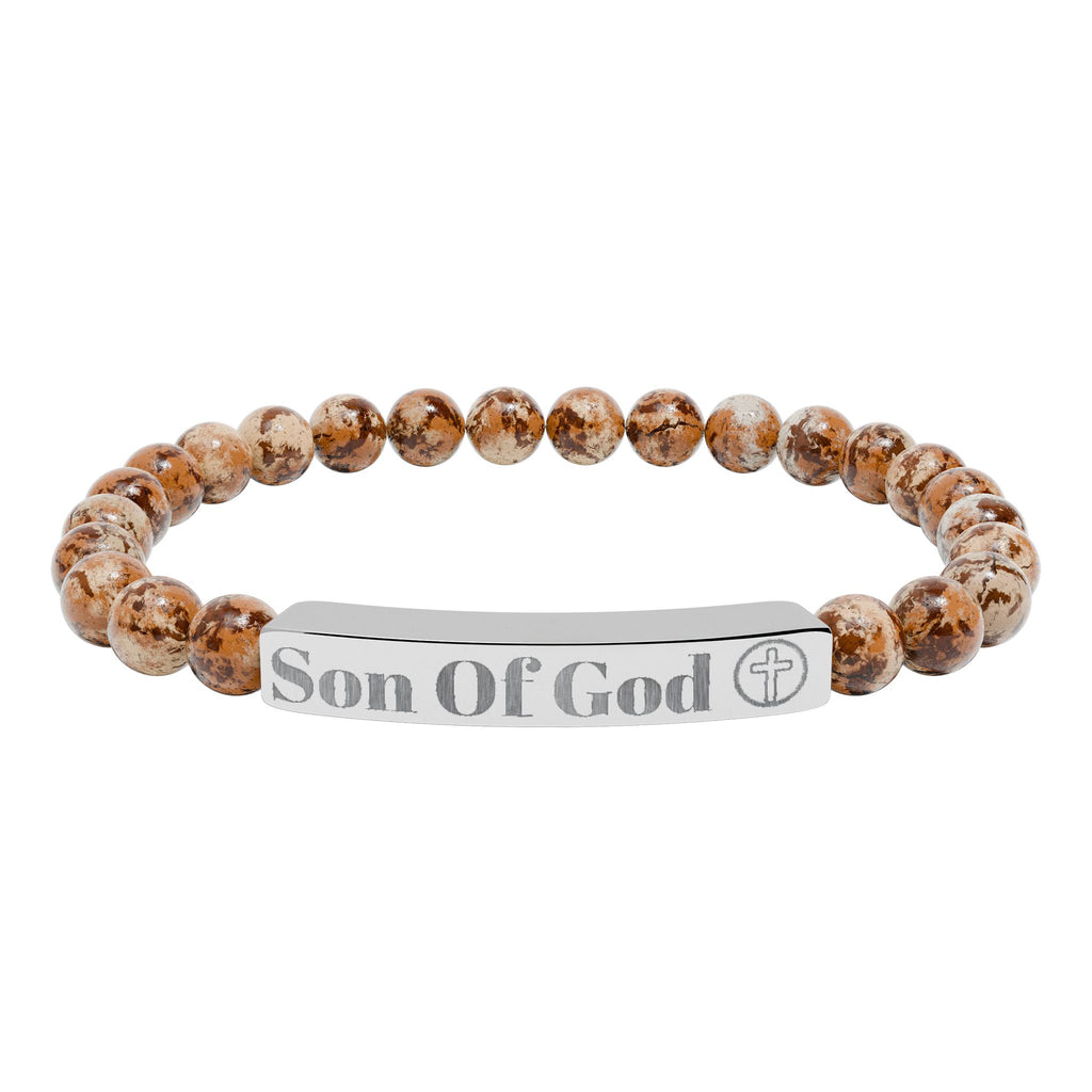 Engraved 'Son of God' Natural Stone Stretch Bracelet
