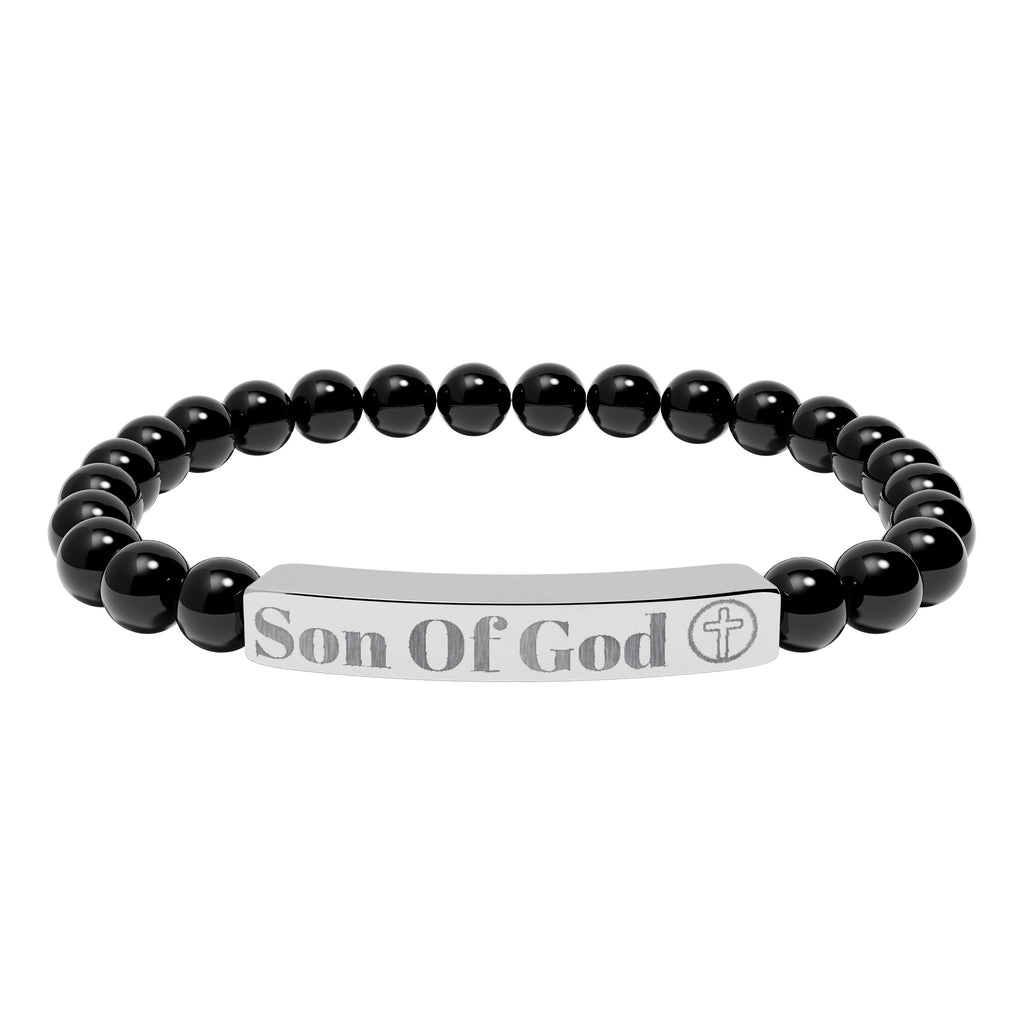 Engraved 'Son of God' Natural Stone Stretch Bracelet