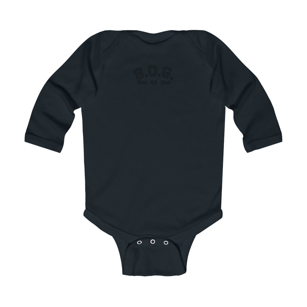 Infant Bodysuit - "S.O.G. Son of God" Christian Long Sleeve Onesie with Cross Back