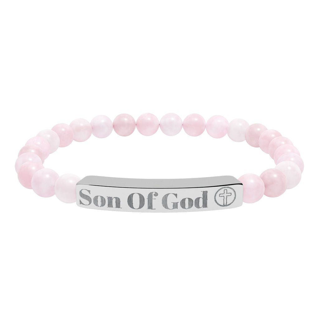 Engraved 'Son of God' Natural Stone Stretch Bracelet