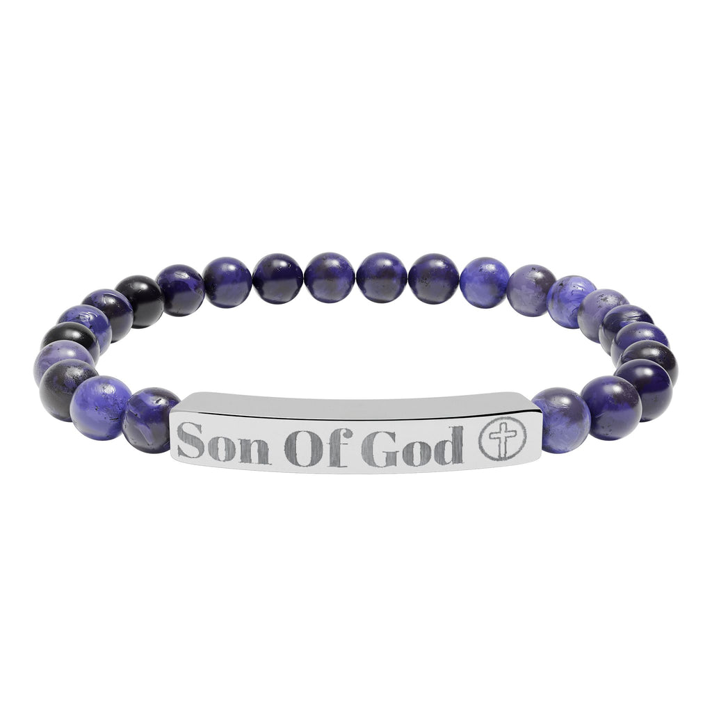Engraved 'Son of God' Natural Stone Stretch Bracelet