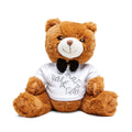 Plush Teddy Bear with Bow Tie & Graphic Tee — Cute Gift for Kids & Romantic Occasions