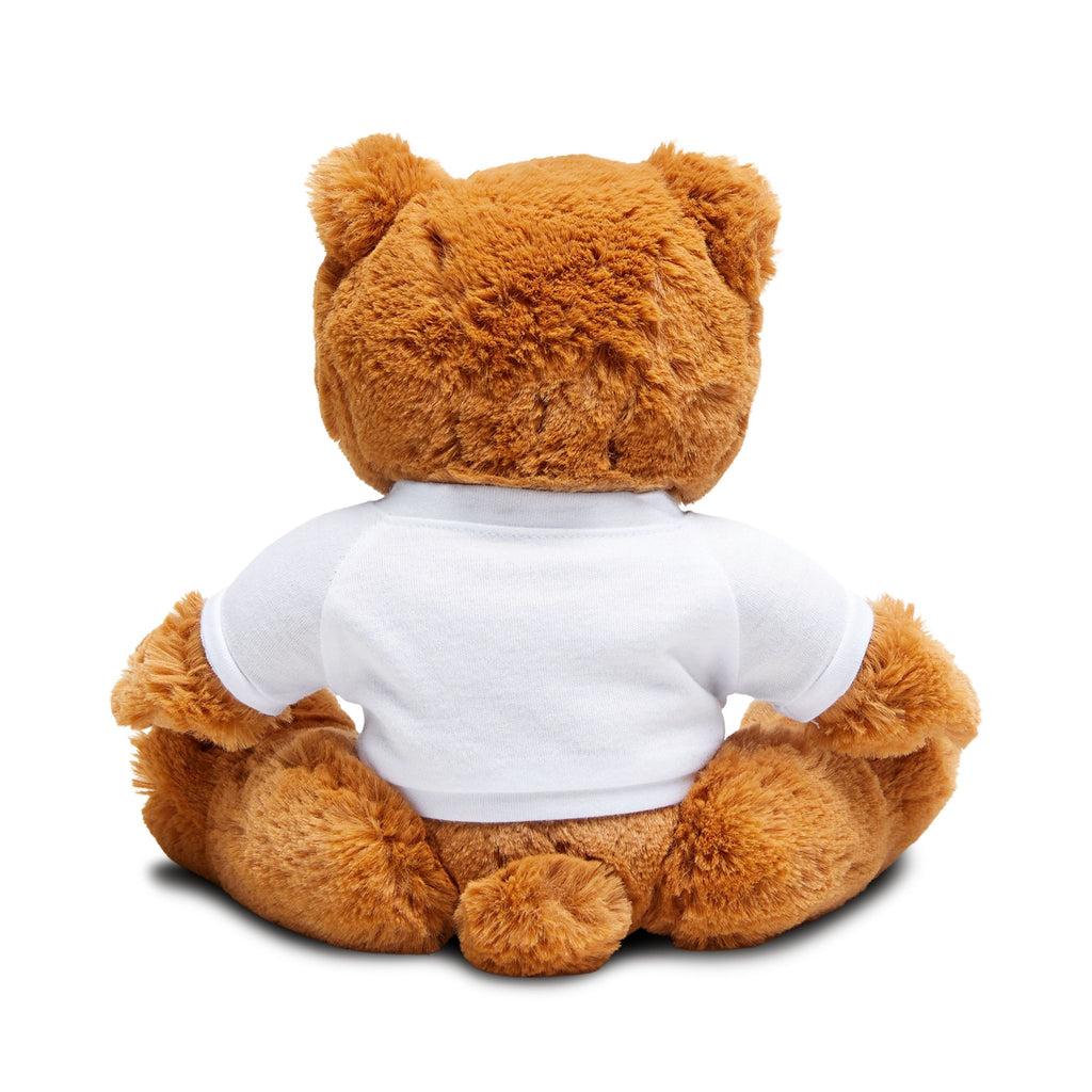 Plush Teddy Bear with Bow Tie & Graphic Tee — Cute Gift for Kids & Romantic Occasions