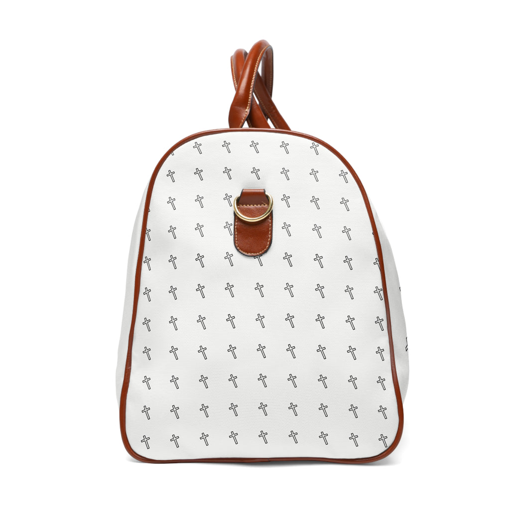 Son of God (S.O.G.) Waterproof Travel Bag — White Cross Pattern Christian Duffel
