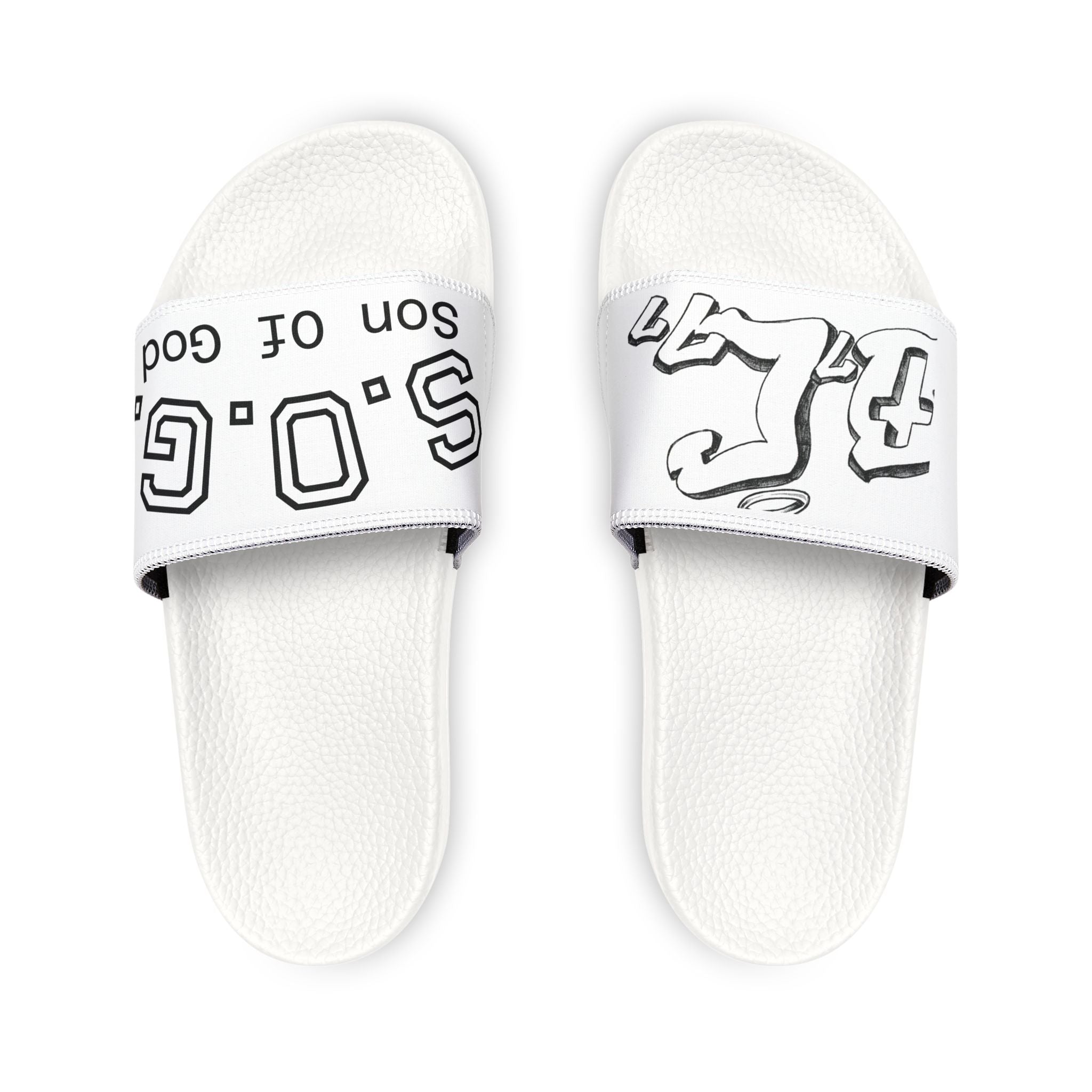 Men's Graphic Slide Sandals — 'S.O.G.' Removable-Strap Casual Pool & Lounge Slides