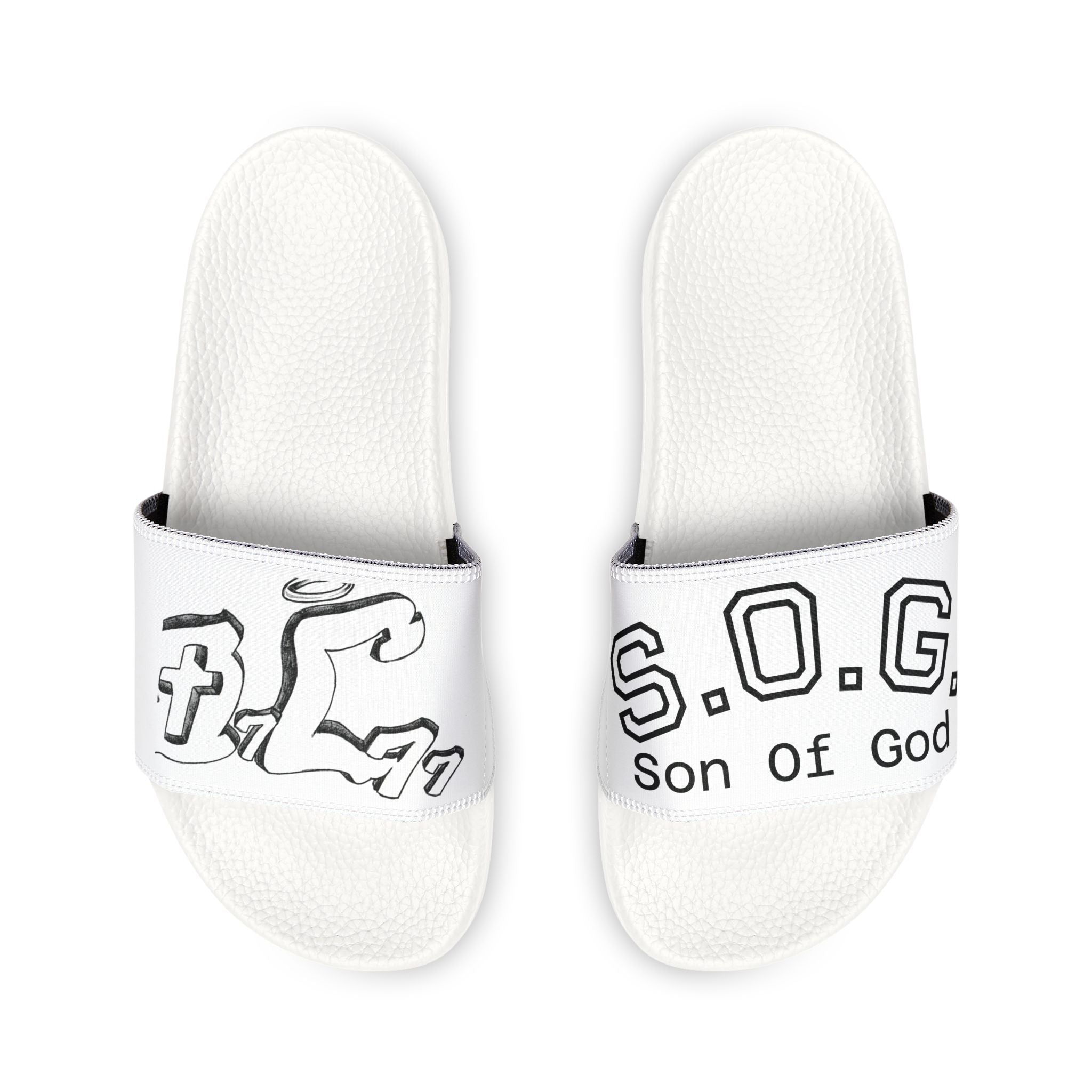 Men's Graphic Slide Sandals — 'S.O.G.' Removable-Strap Casual Pool & Lounge Slides