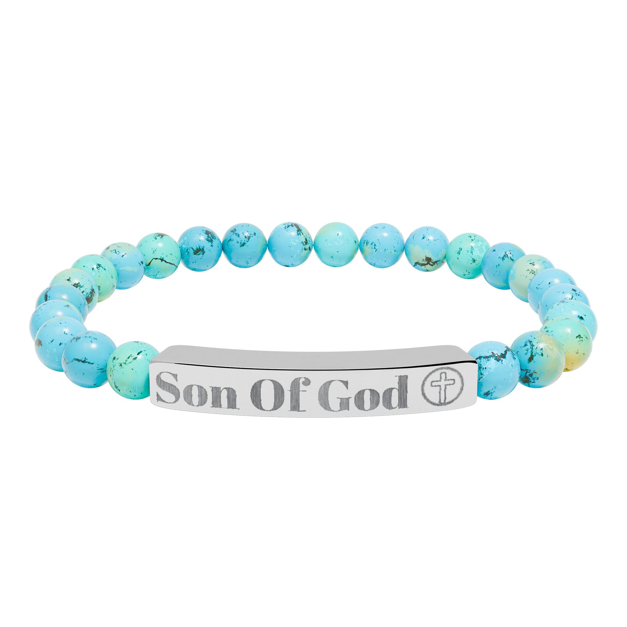 Engraved 'Son of God' Natural Stone Stretch Bracelet