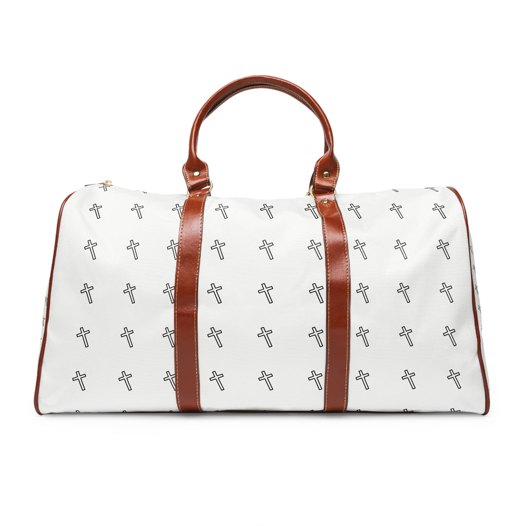 Son of God (S.O.G.) Waterproof Travel Bag — White Cross Pattern Christian Duffel