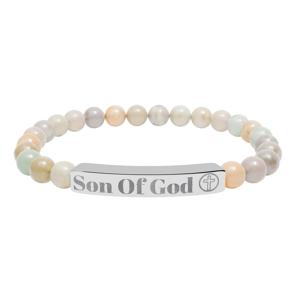 Engraved 'Son of God' Natural Stone Stretch Bracelet