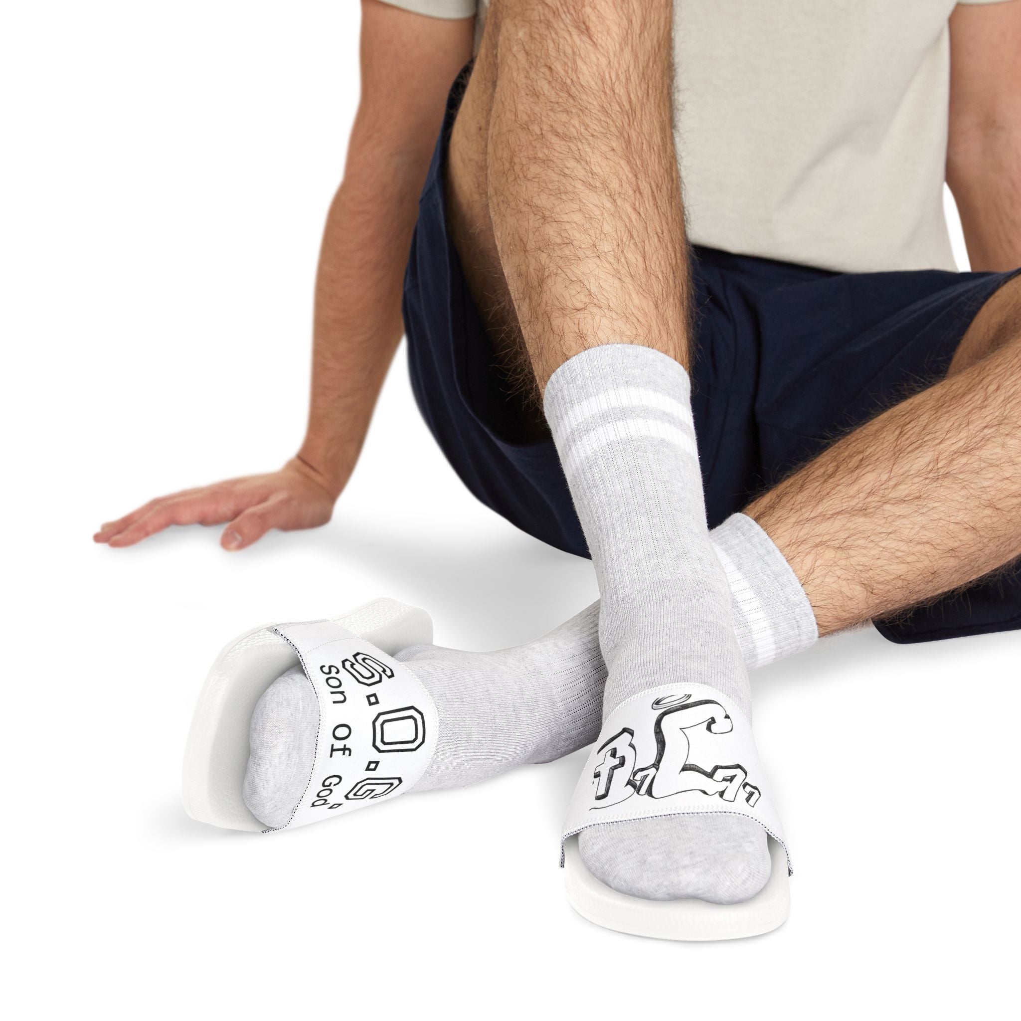 Men's Graphic Slide Sandals — 'S.O.G.' Removable-Strap Casual Pool & Lounge Slides