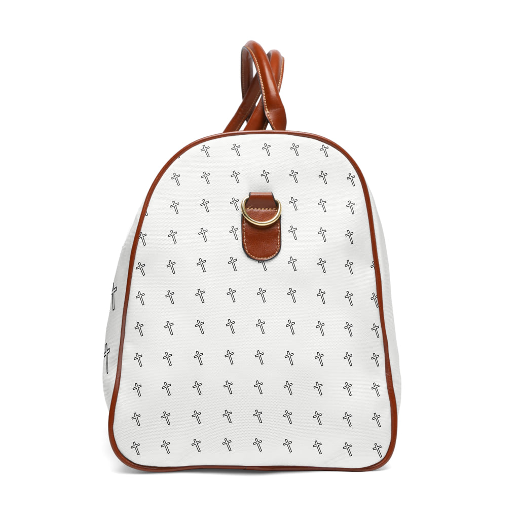 Son of God (S.O.G.) Waterproof Travel Bag — White Cross Pattern Christian Duffel