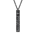 Son of God Engraved Vertical Bar Necklace — Religious Cross Pendant